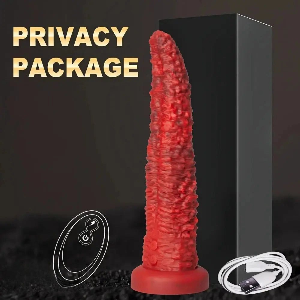 Red ribbed thrusting dildo, photo 4