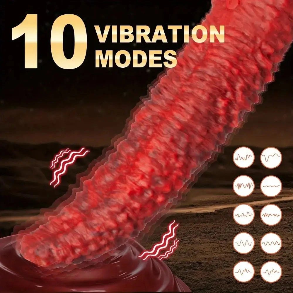 Red ribbed thrusting dildo, photo 5