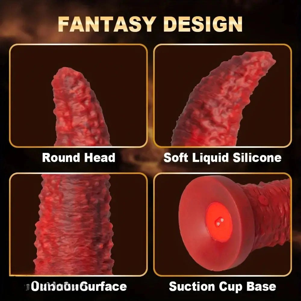 Red ribbed thrusting dildo, photo 7