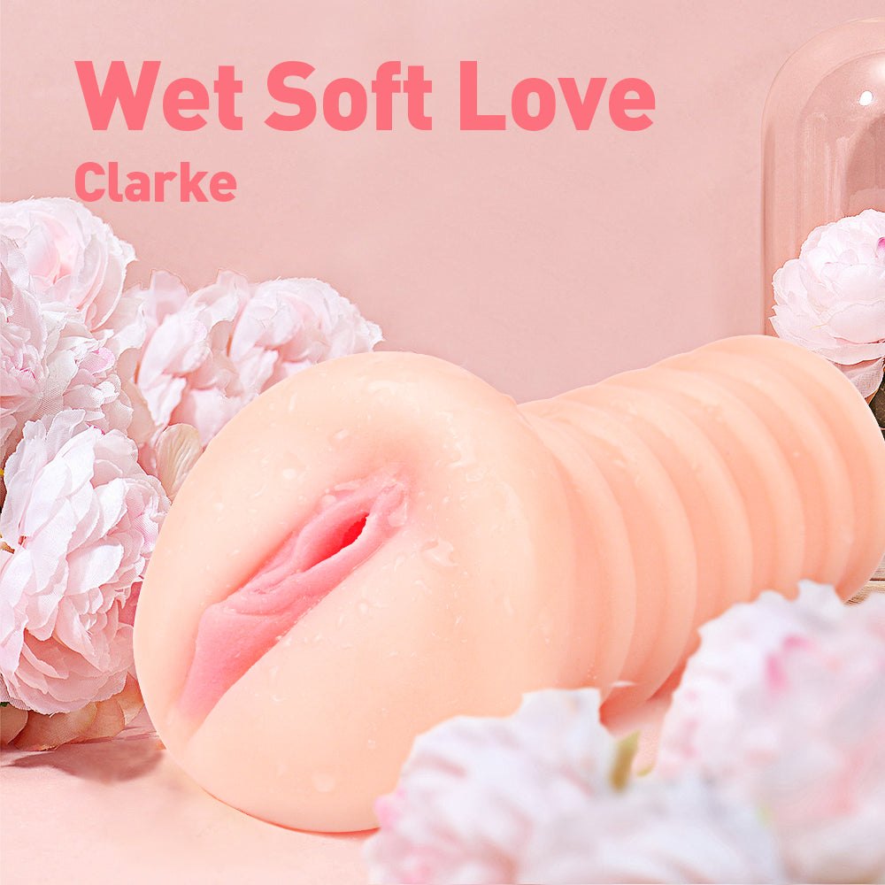 Ribbed flesh-toned TPE pocket pussy stroker, photo 6