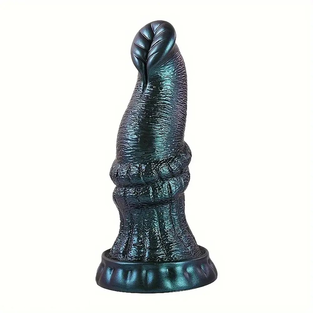 Dark iridescent ribbed trunk fantasy dildo, photo 1