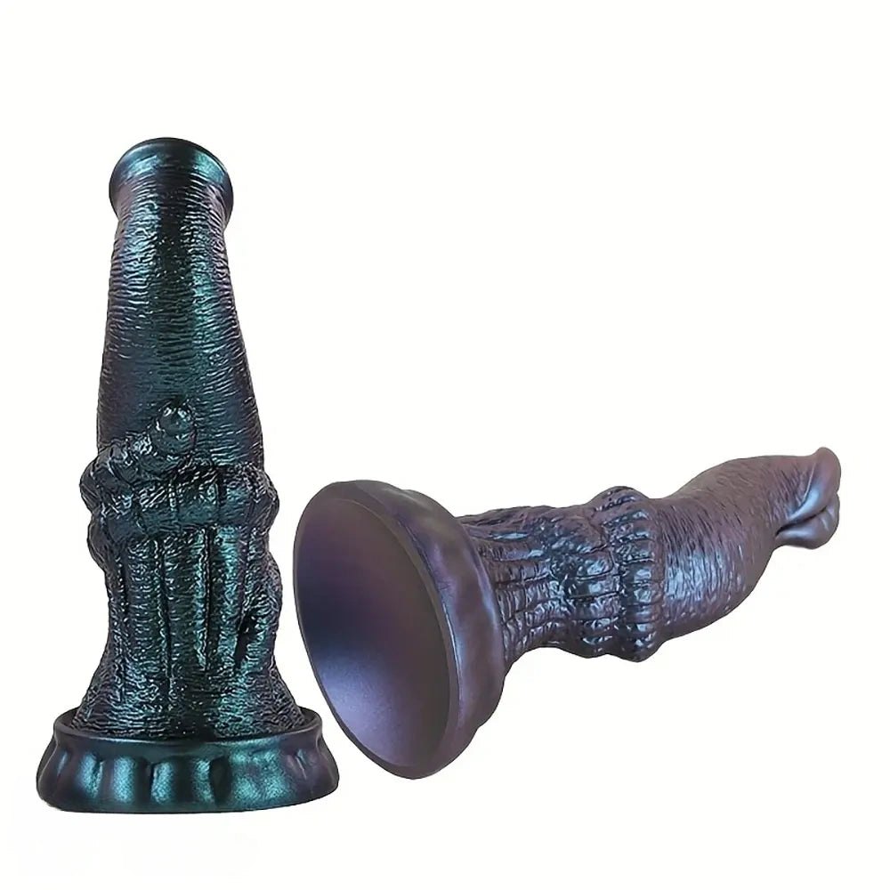 Dark iridescent ribbed trunk fantasy dildo, photo 4