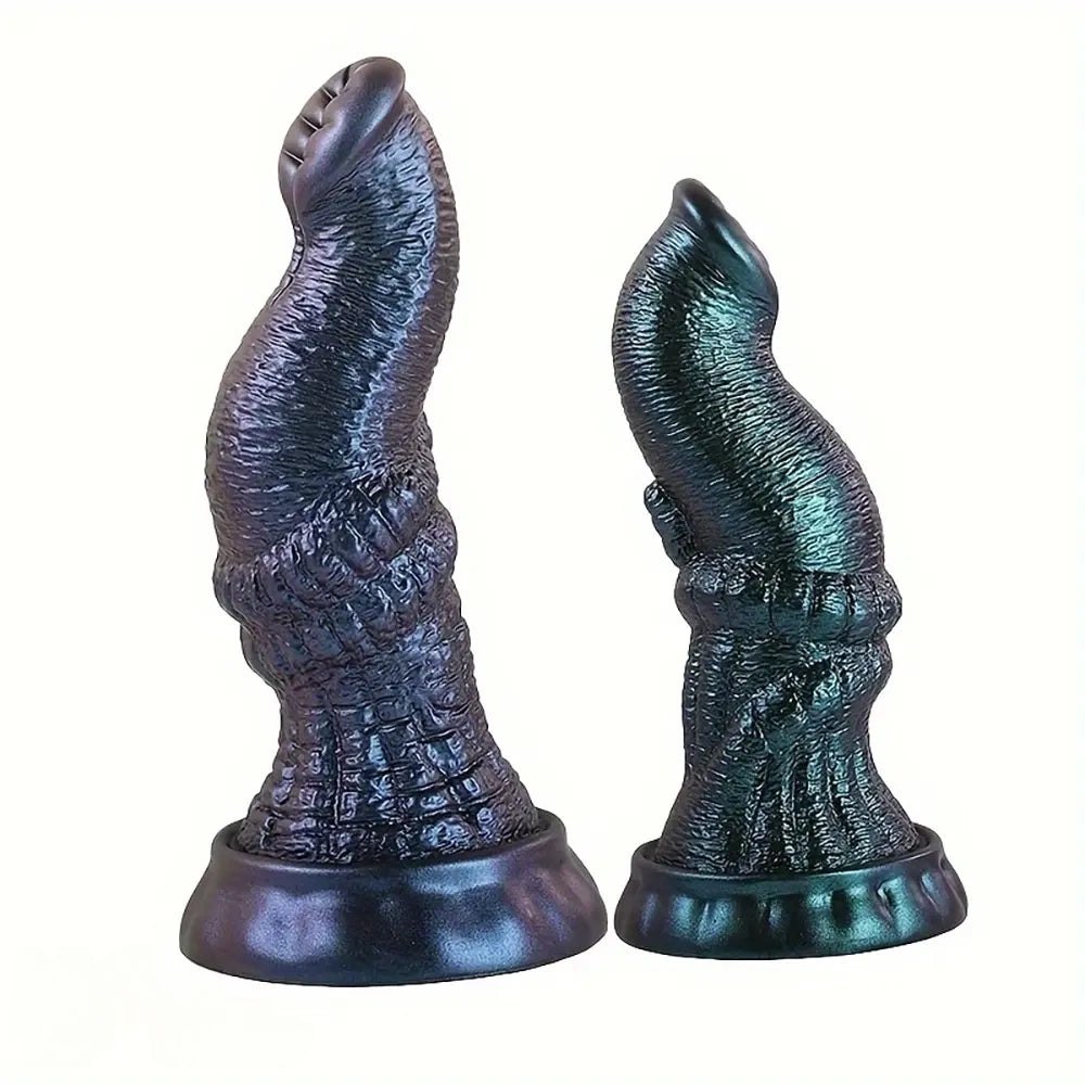 Dark iridescent ribbed trunk fantasy dildo, photo 6
