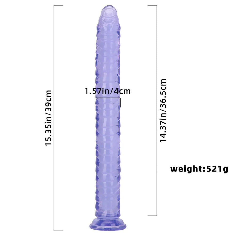 Purple ribbed veined realistic dildo with defined head