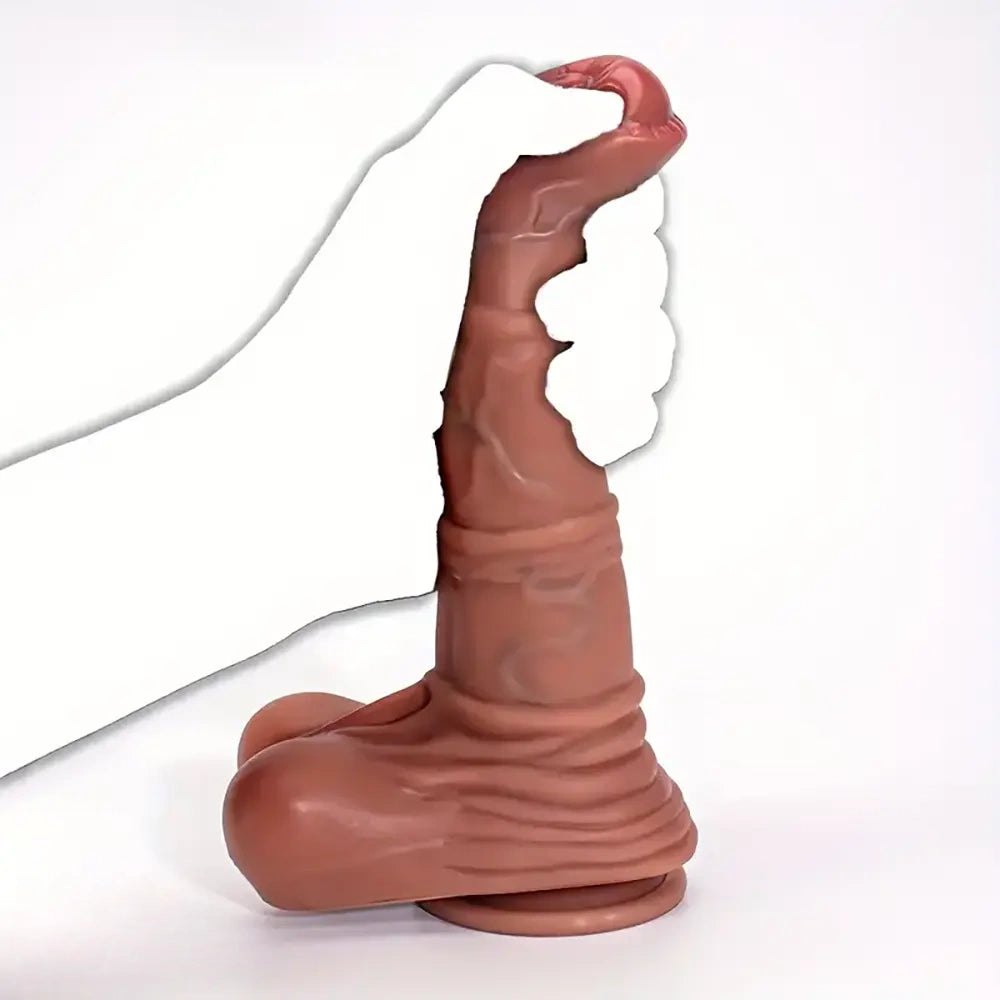 Flesh-tone ribbed vibrating dildo, photo 5