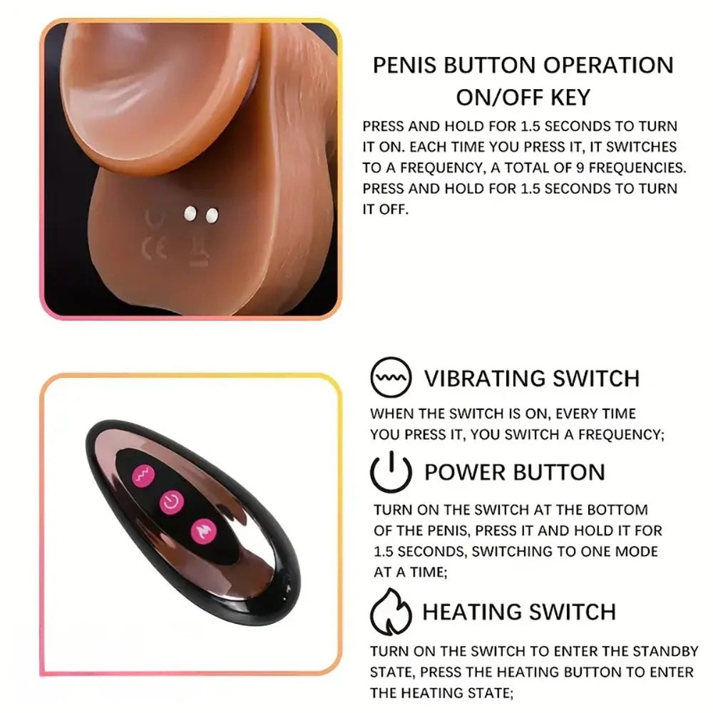 Flesh-tone ribbed vibrating dildo, photo 7
