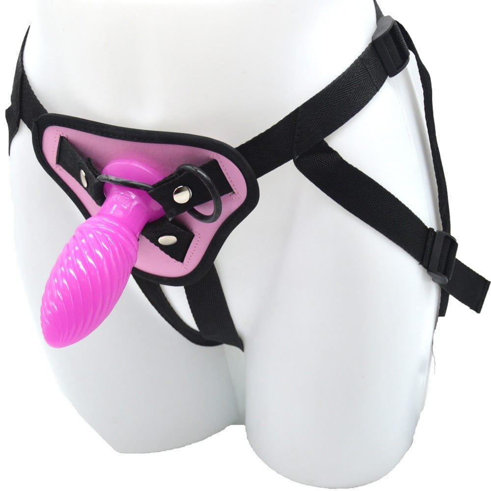Pink ribbed wearable strap-on dildo, photo 1