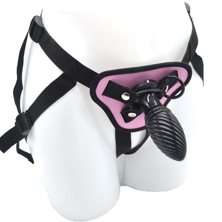 Pink ribbed wearable strap-on dildo, photo 2