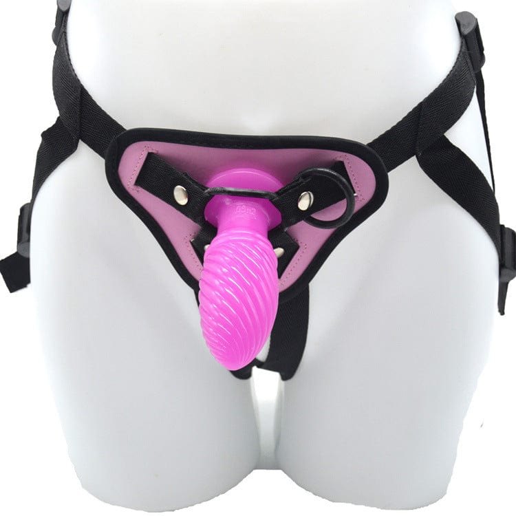 Pink ribbed wearable strap-on dildo, photo 3