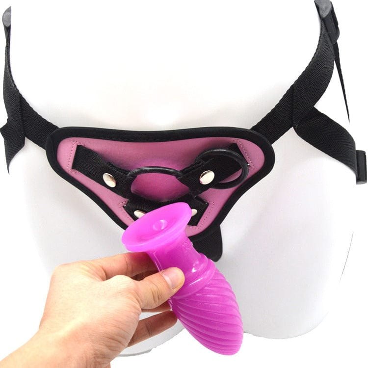 Pink ribbed wearable strap-on dildo, photo 4
