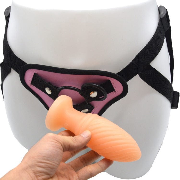 Pink ribbed wearable strap-on dildo, photo 5