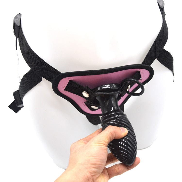Pink ribbed wearable strap-on dildo, photo 6