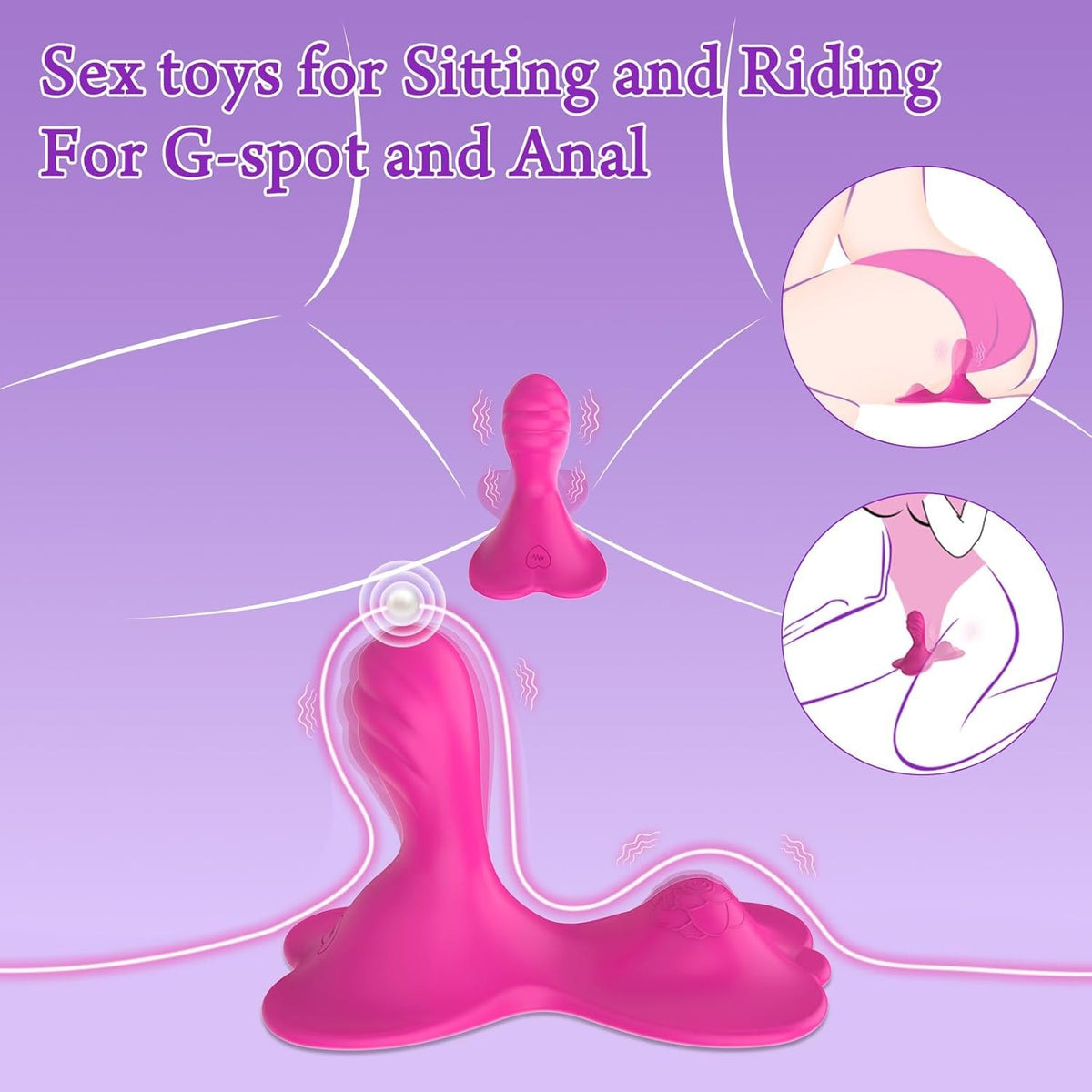 Rose red ride-on butterfly vibrator, photo 3