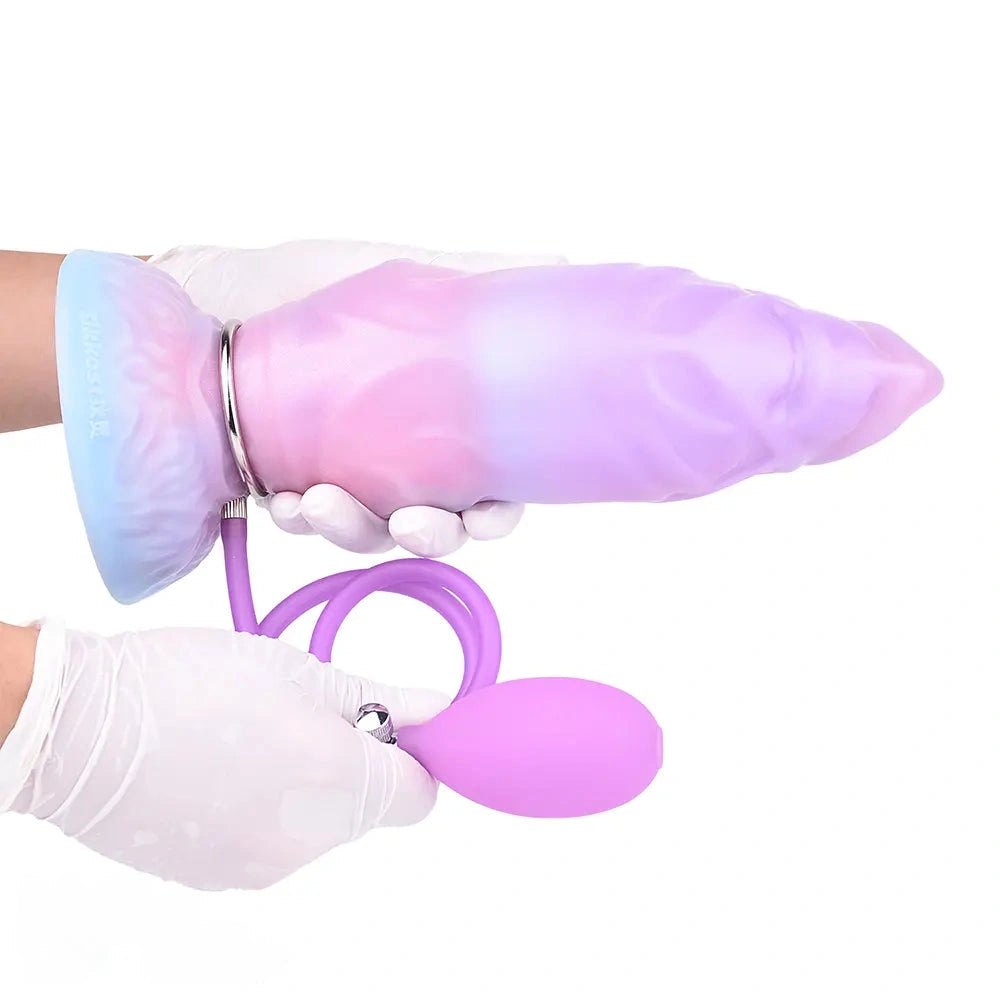 Purple ridged alien fantasy silicone dildo with suction cup base