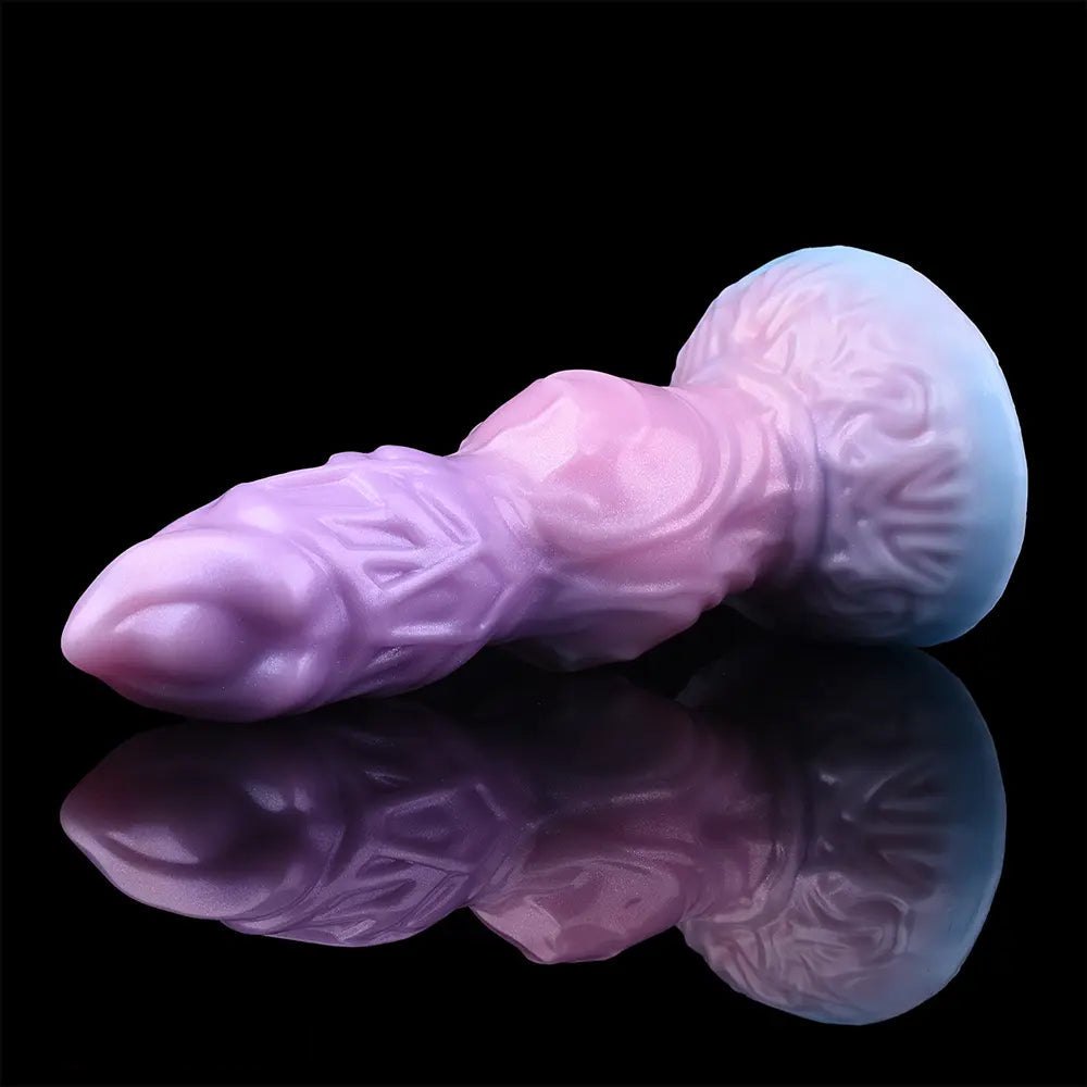 Ridged alien fantasy silicone dildo with suction cup base, photo 11