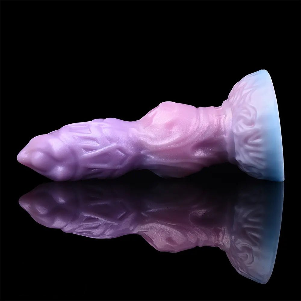 Ridged alien fantasy silicone dildo with suction cup base, photo 12