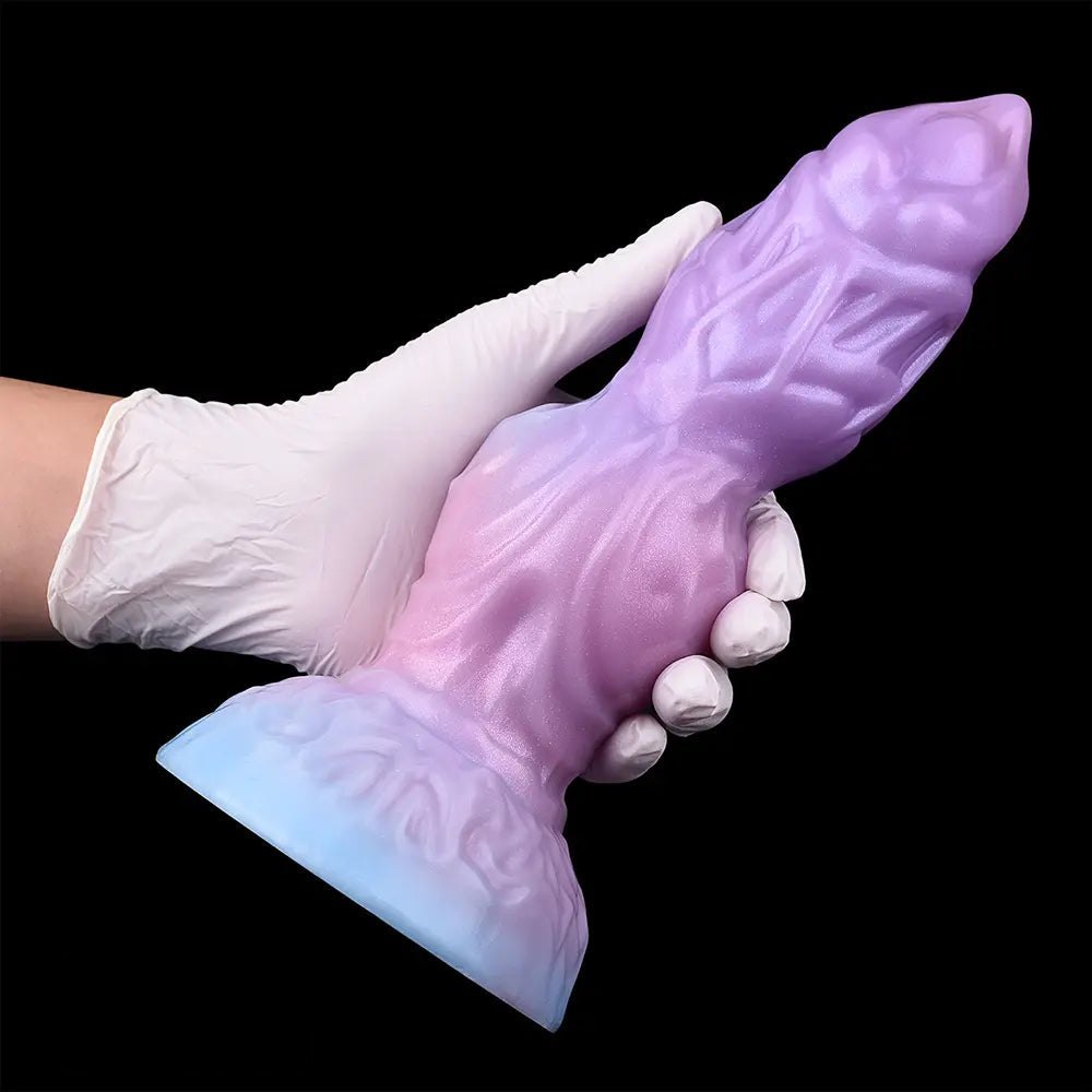 Ridged alien fantasy silicone dildo with suction cup base, photo 13