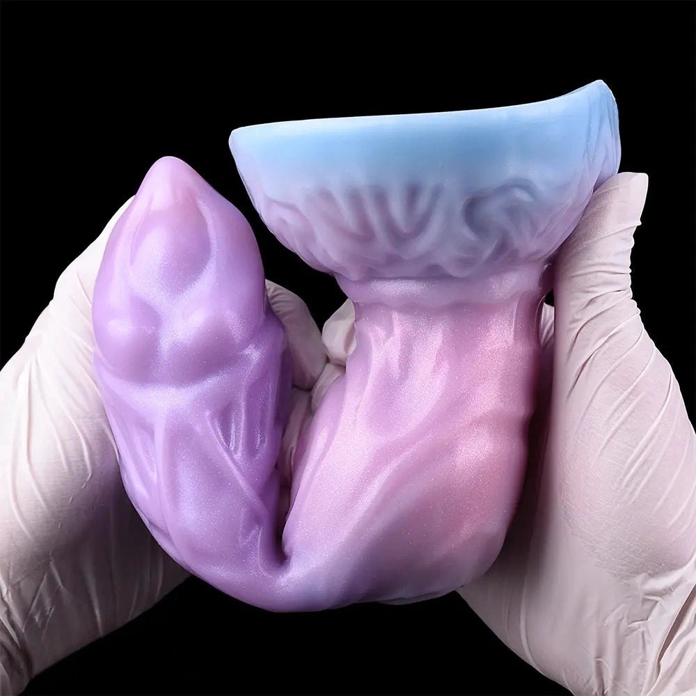 Ridged alien fantasy silicone dildo with suction cup base, photo 15