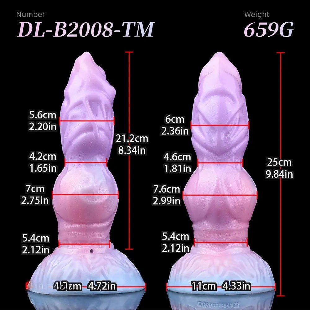 Ridged alien fantasy silicone dildo with suction cup base, photo 5