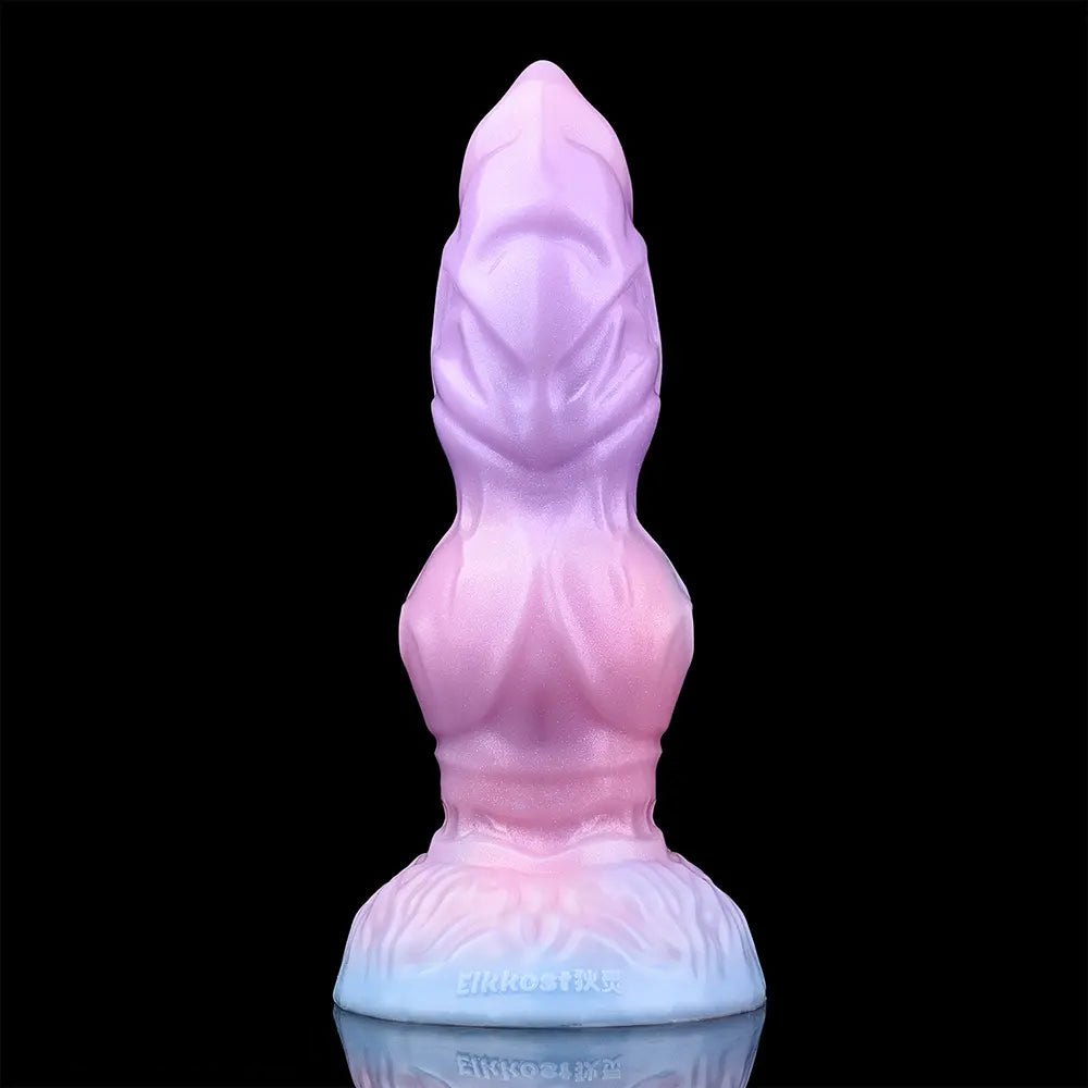 Ridged alien fantasy silicone dildo with suction cup base, photo 7