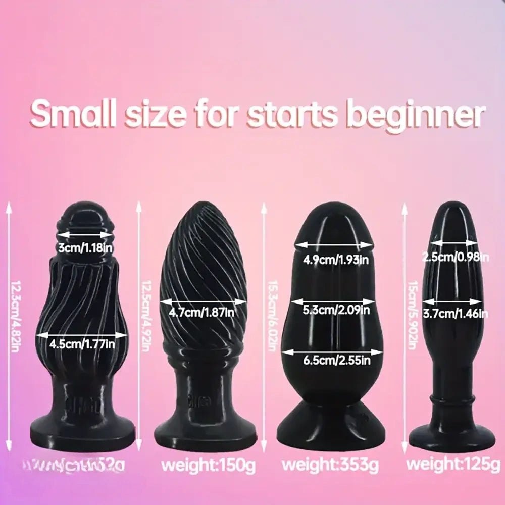 Black ridged PVC anal plug with flared base, photo 3