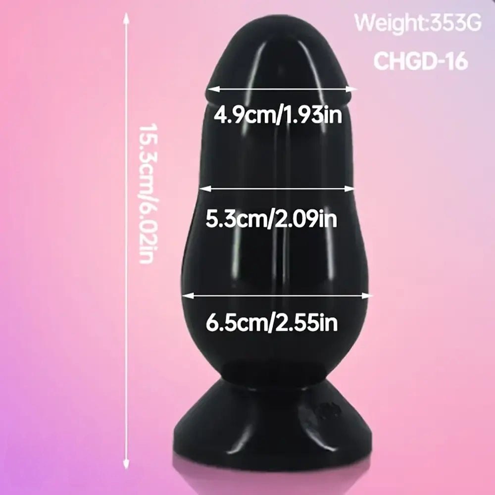 Black ridged PVC anal plug with flared base, photo 7