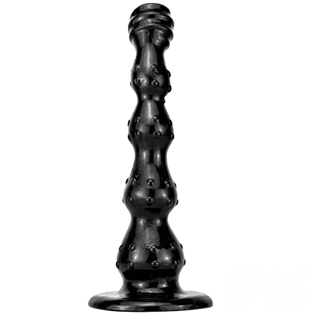 Black ridged beaded PVC dildo