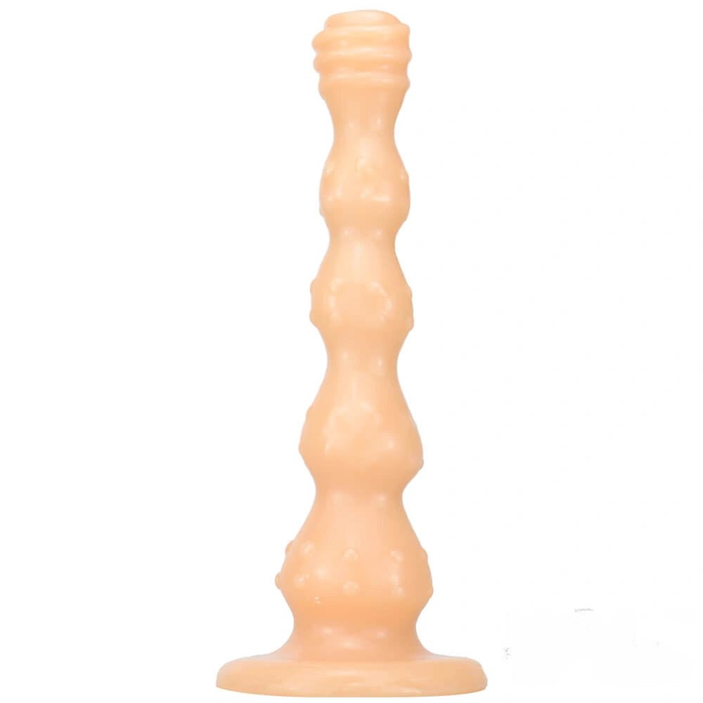 Flesh ridged beaded PVC dildo