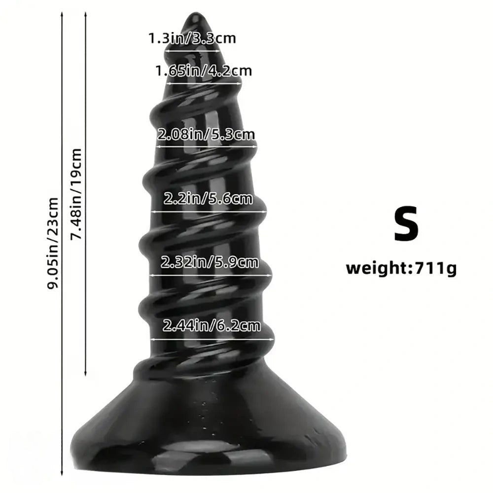Black ridged screw anal plug, photo 7