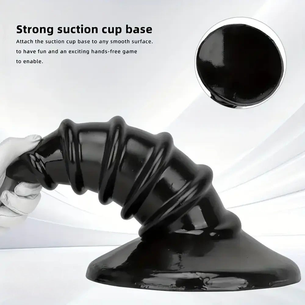 Black ridged screw anal plug, photo 9