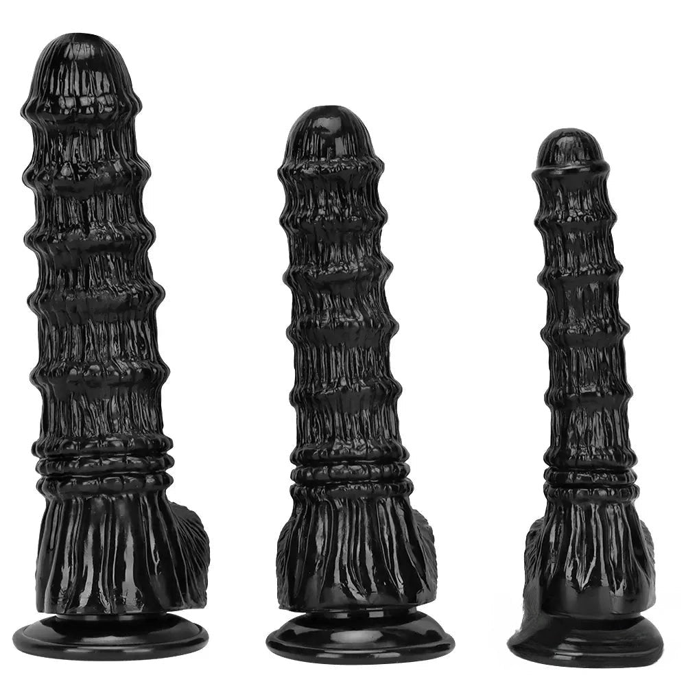 Black ridged PVC fantasy animal dildo, photo 1