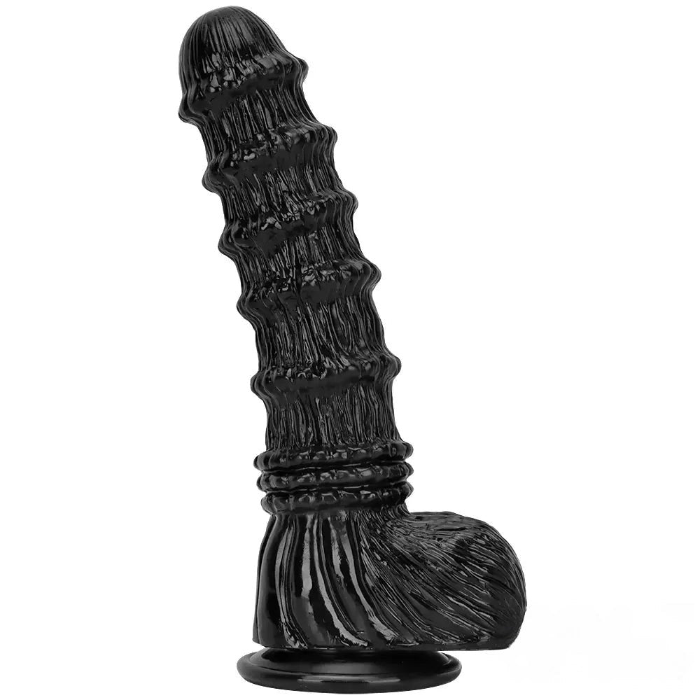 Black ridged PVC fantasy animal dildo, photo 10