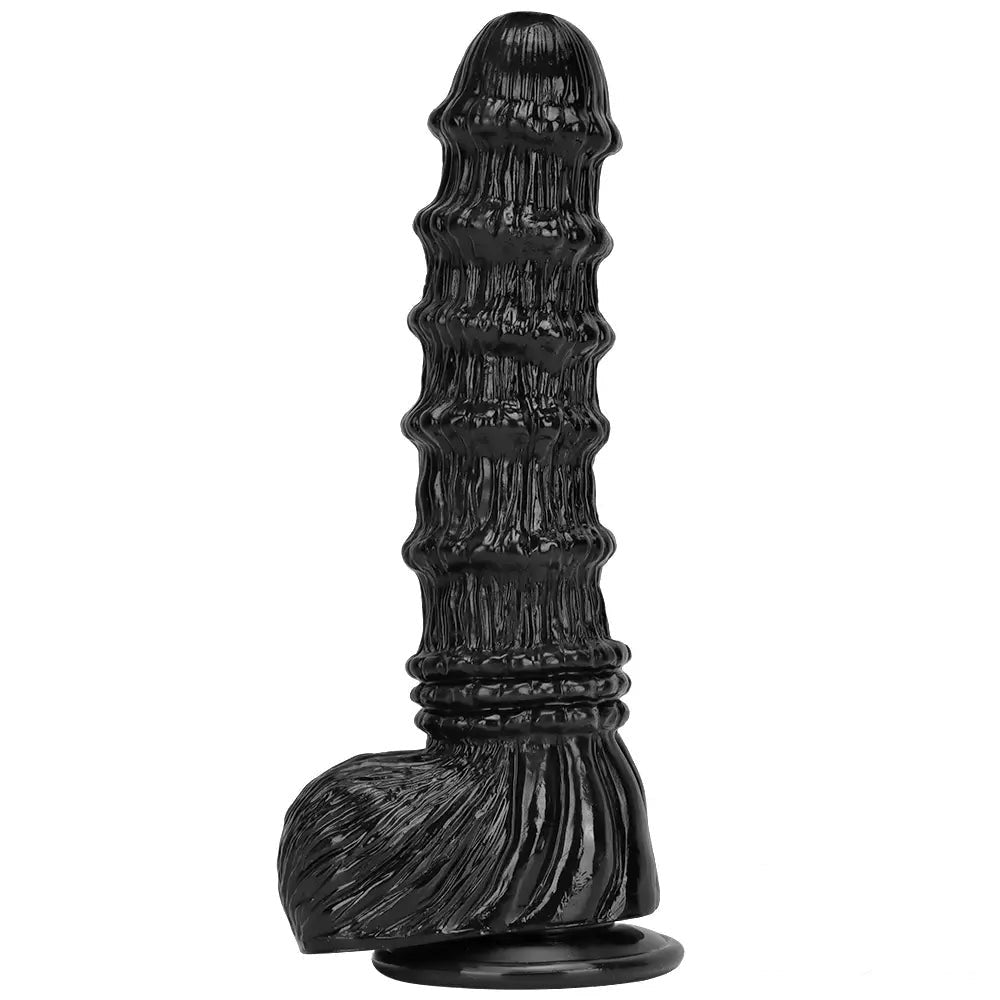 Black ridged PVC fantasy animal dildo, photo 11