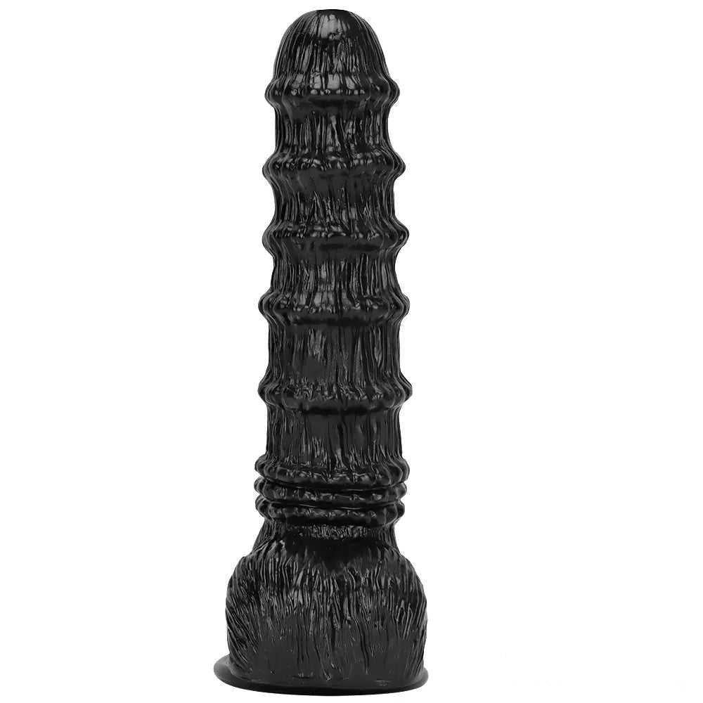 Black ridged PVC fantasy animal dildo, photo 12