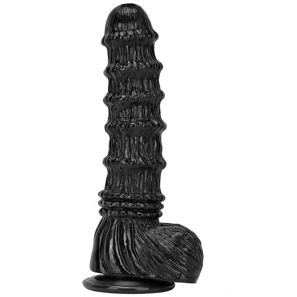 Black ridged PVC fantasy animal dildo, photo 13