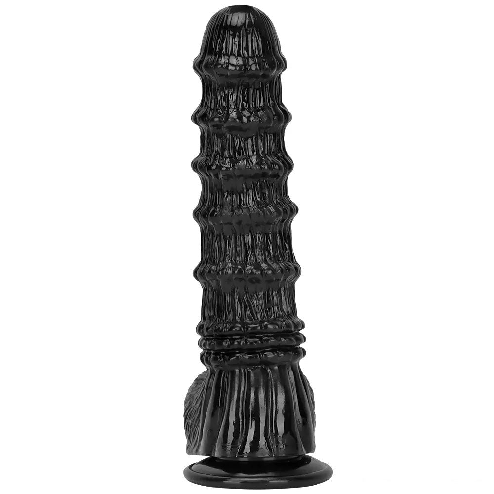 Black ridged PVC fantasy animal dildo, photo 14