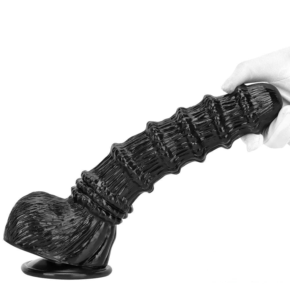 Black ridged PVC fantasy animal dildo, photo 15