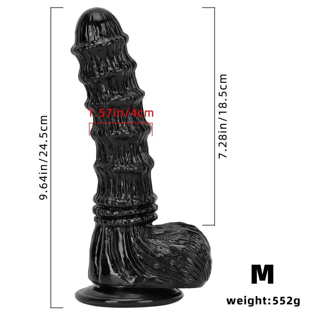 Black ridged PVC fantasy animal dildo, photo 17