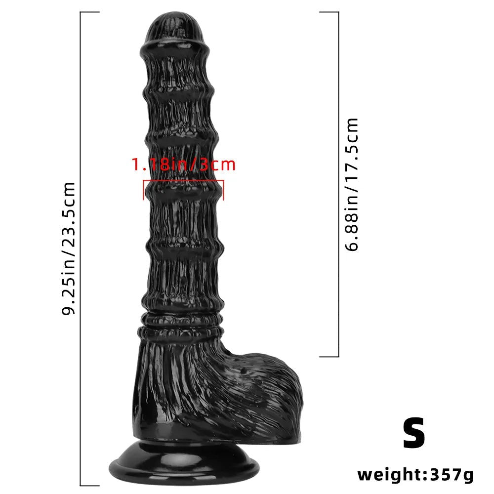 Black ridged PVC fantasy animal dildo, photo 18