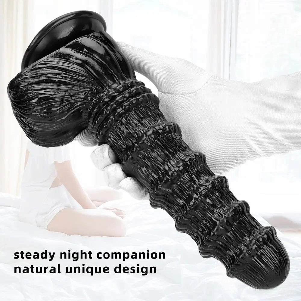 Black ridged PVC fantasy animal dildo, photo 2
