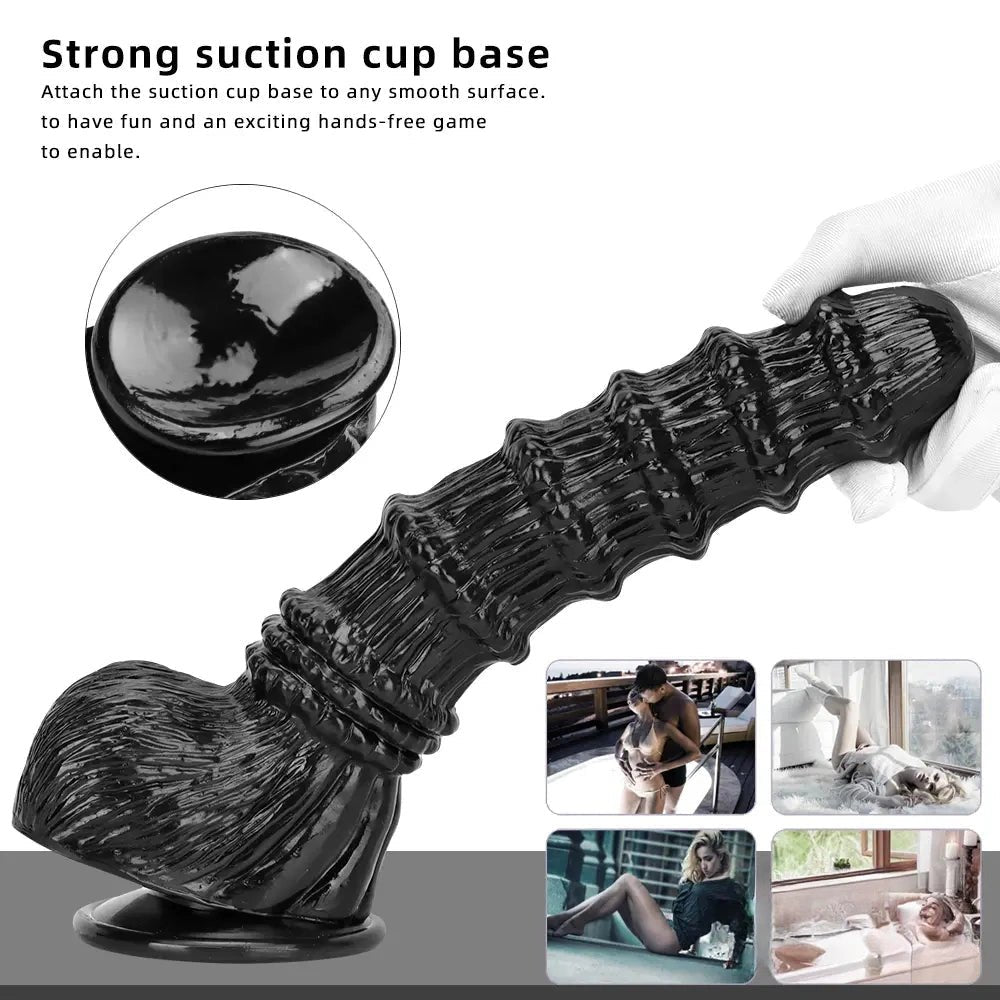 Black ridged PVC fantasy animal dildo, photo 4