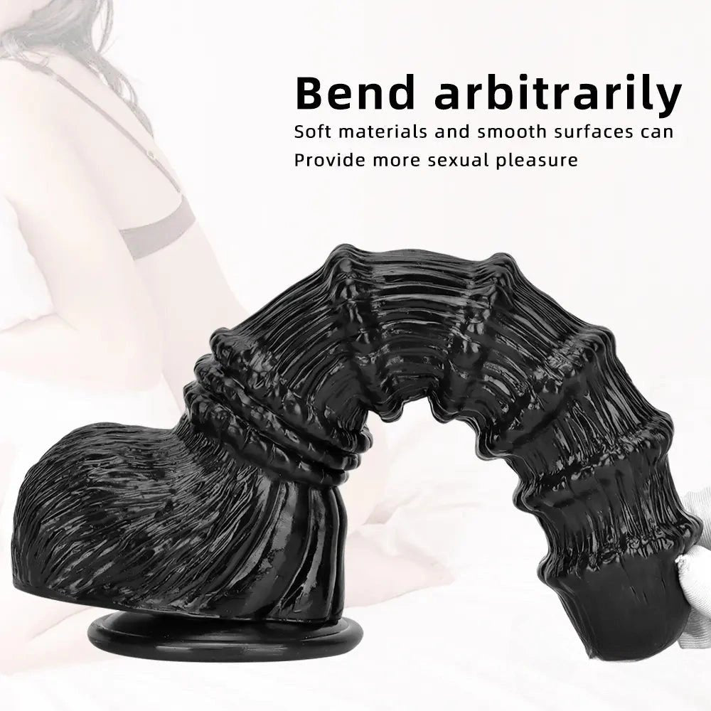 Black ridged PVC fantasy animal dildo, photo 5
