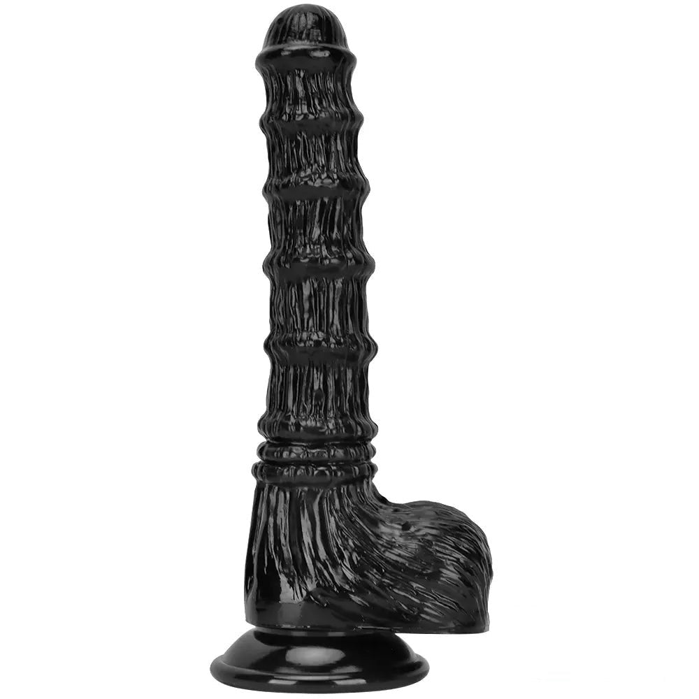 Black ridged PVC fantasy animal dildo, photo 7