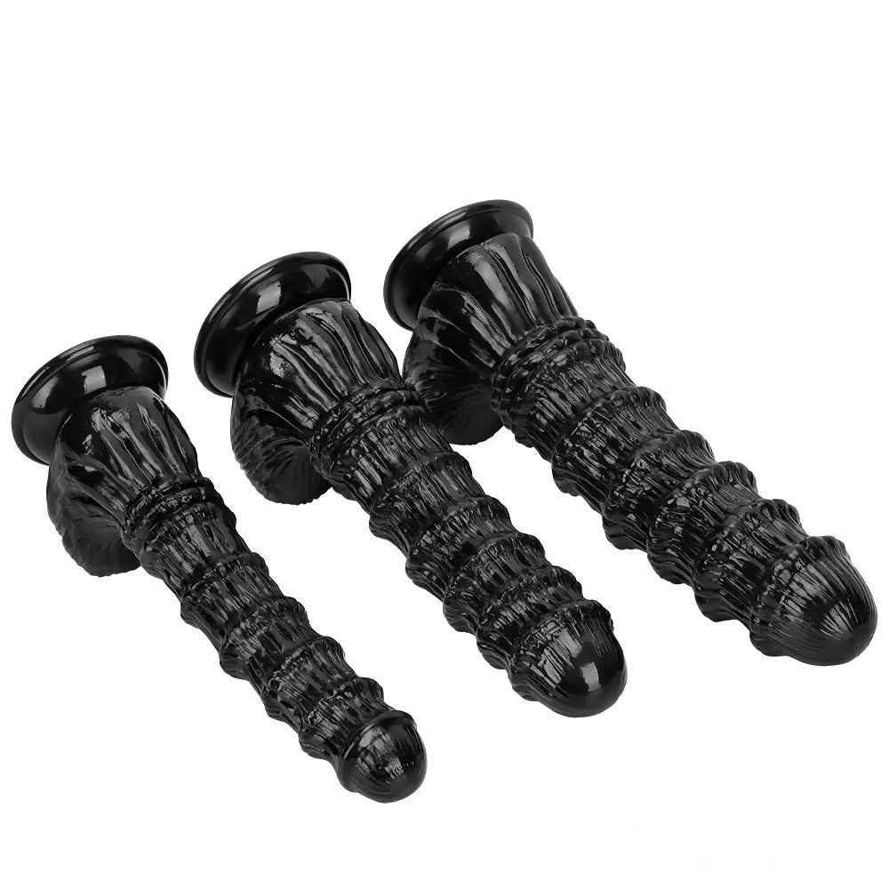 Black ridged PVC fantasy animal dildo, photo 8