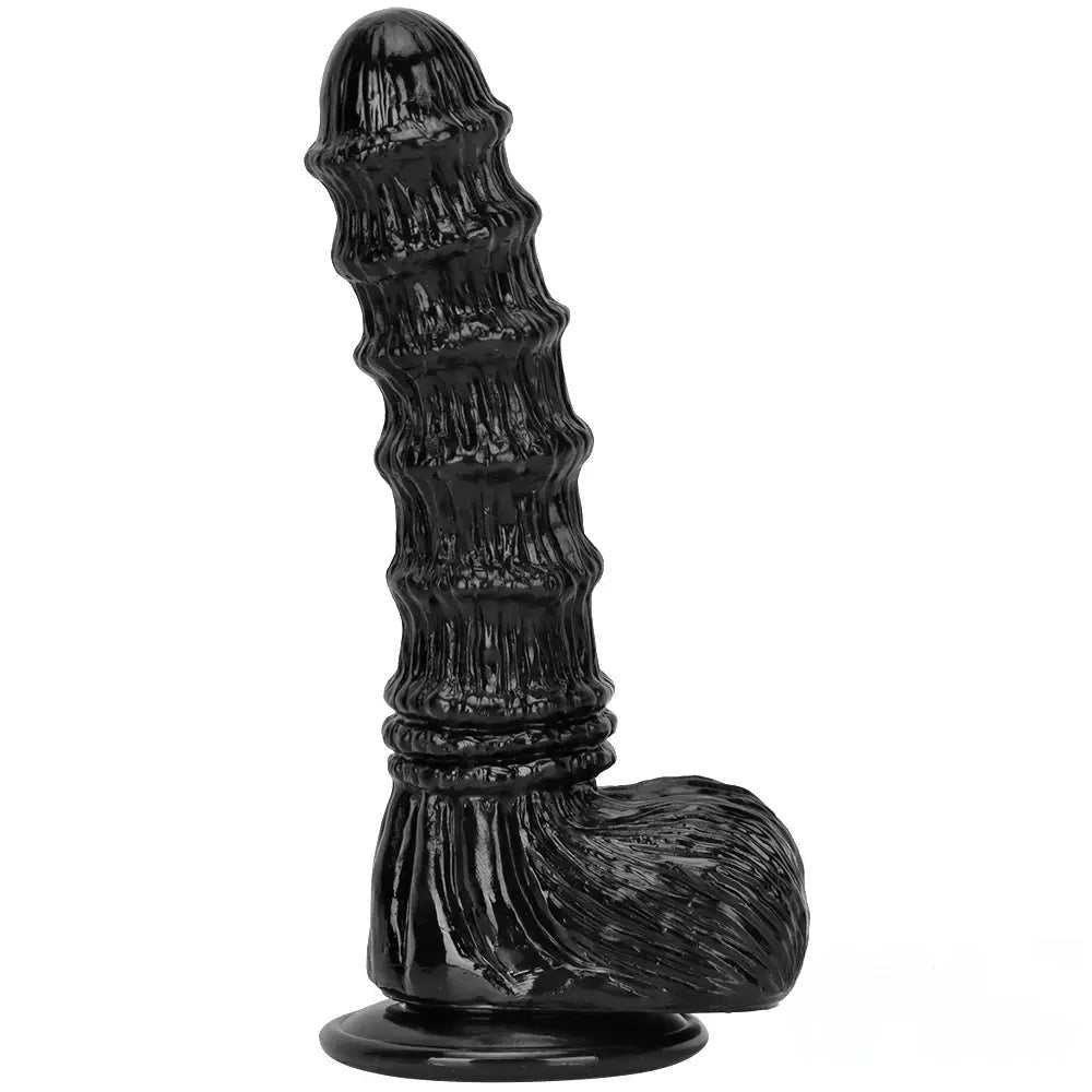 Black ridged PVC fantasy animal dildo, photo 9