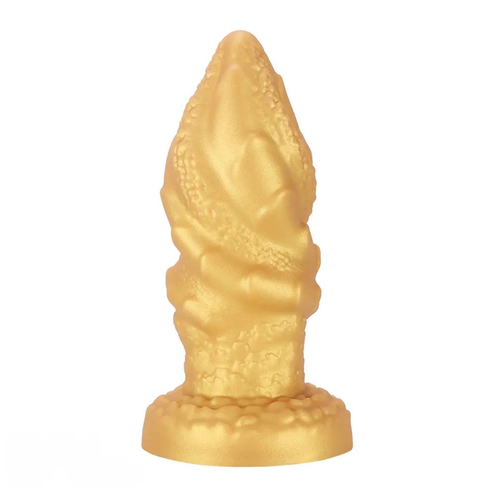 Gold ridged cone anal plug, photo 1