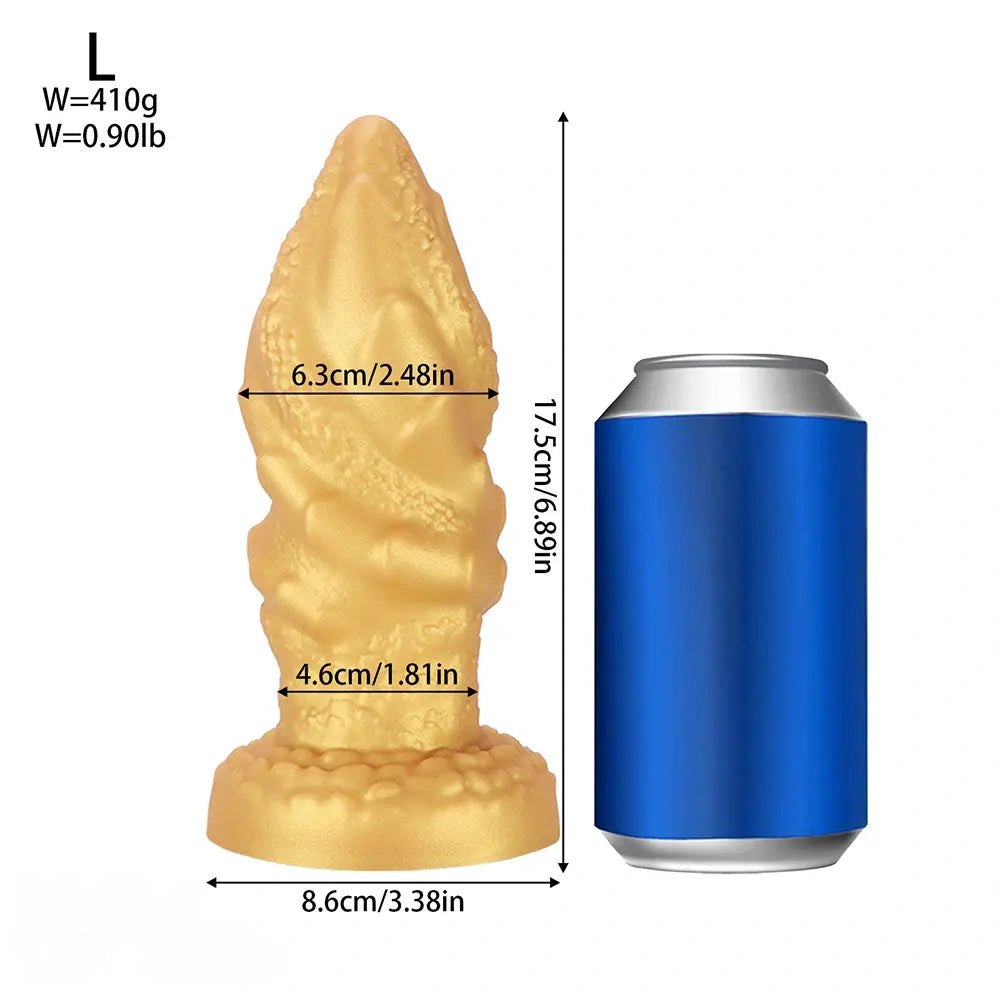Gold ridged cone anal plug, photo 16