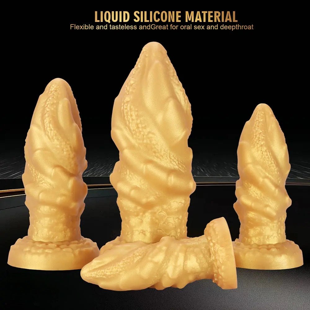 Gold ridged cone anal plug, photo 3