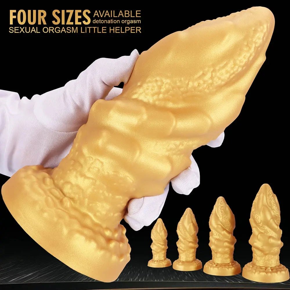 Gold ridged cone anal plug, photo 4