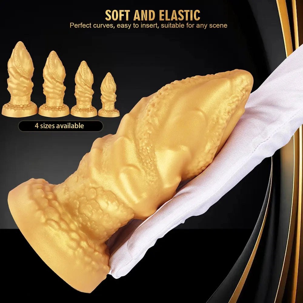 Gold ridged cone anal plug, photo 6